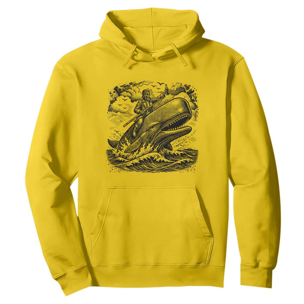 Funny Skeleton Whale Rider Hoodie Dark Maritime Gothic Vintage Nautical Graphic