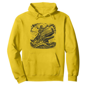Funny Skeleton Whale Rider Hoodie Dark Maritime Gothic Vintage Nautical Graphic