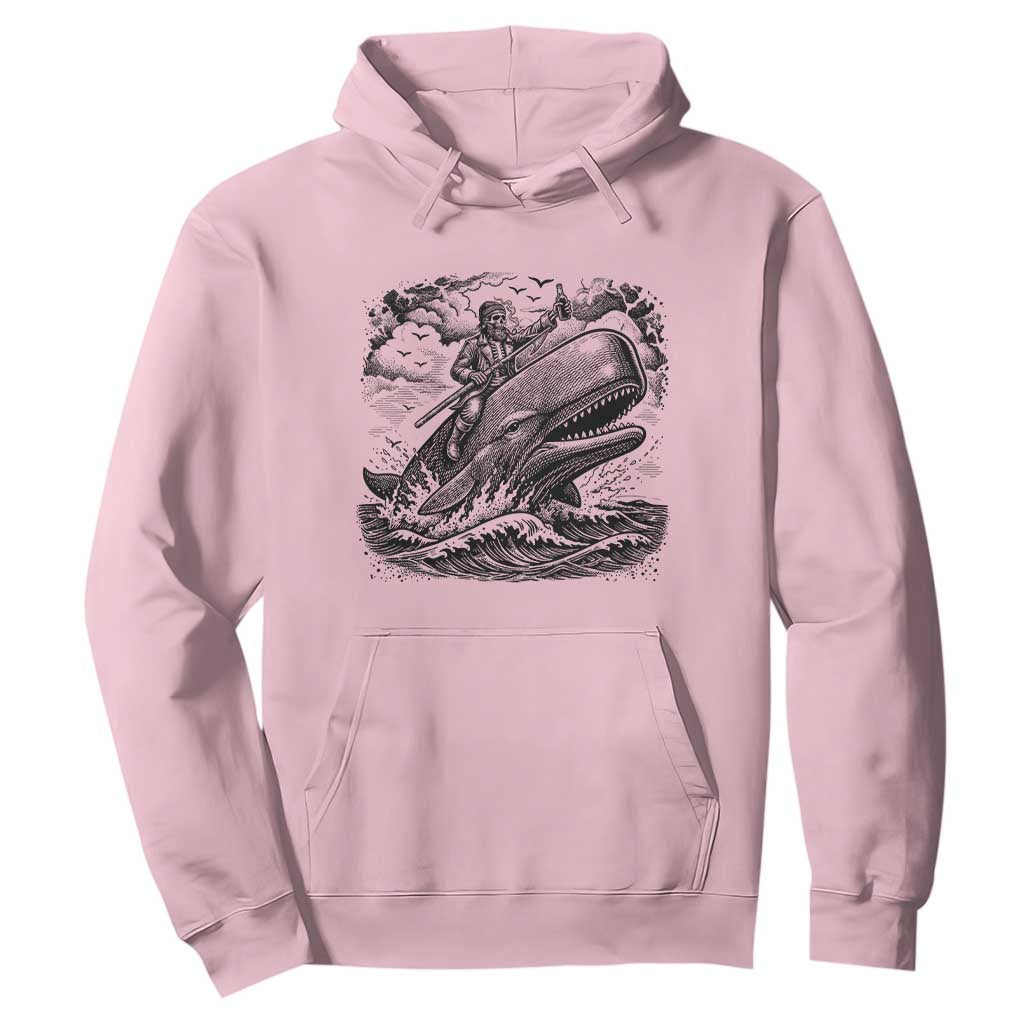 Funny Skeleton Whale Rider Hoodie Dark Maritime Gothic Vintage Nautical Graphic