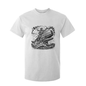 Funny Skeleton Whale Rider T Shirt For Kid Dark Maritime Gothic Vintage Nautical Graphic