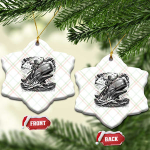 Funny Skeleton Whale Rider Ceramic Ornament Dark Maritime Gothic Vintage Nautical Graphic