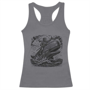 Funny Skeleton Whale Rider Racerback Tank Top Dark Maritime Gothic Vintage Nautical Graphic