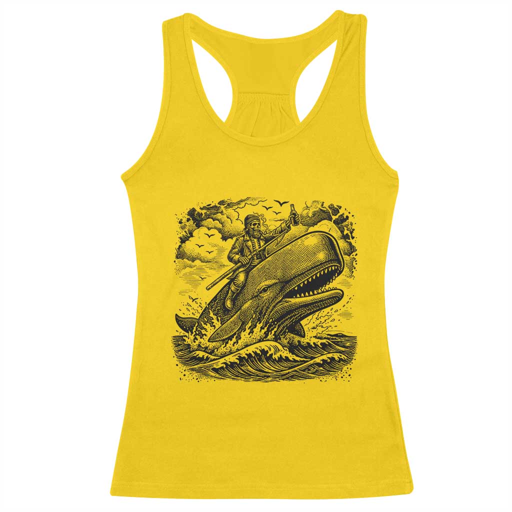 Funny Skeleton Whale Rider Racerback Tank Top Dark Maritime Gothic Vintage Nautical Graphic
