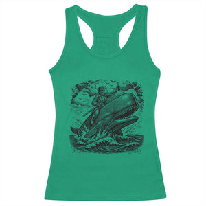 Funny Skeleton Whale Rider Racerback Tank Top Dark Maritime Gothic Vintage Nautical Graphic