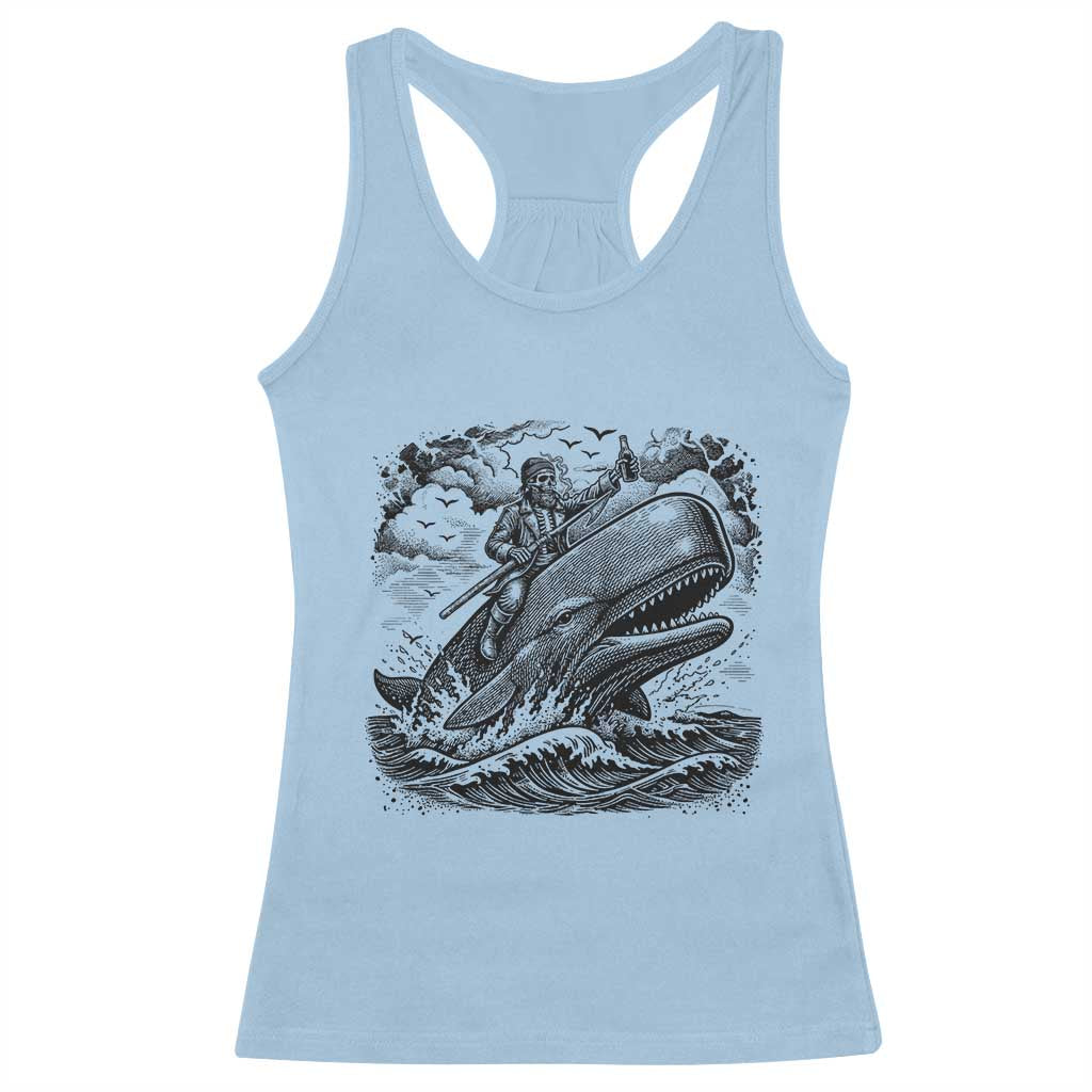 Funny Skeleton Whale Rider Racerback Tank Top Dark Maritime Gothic Vintage Nautical Graphic