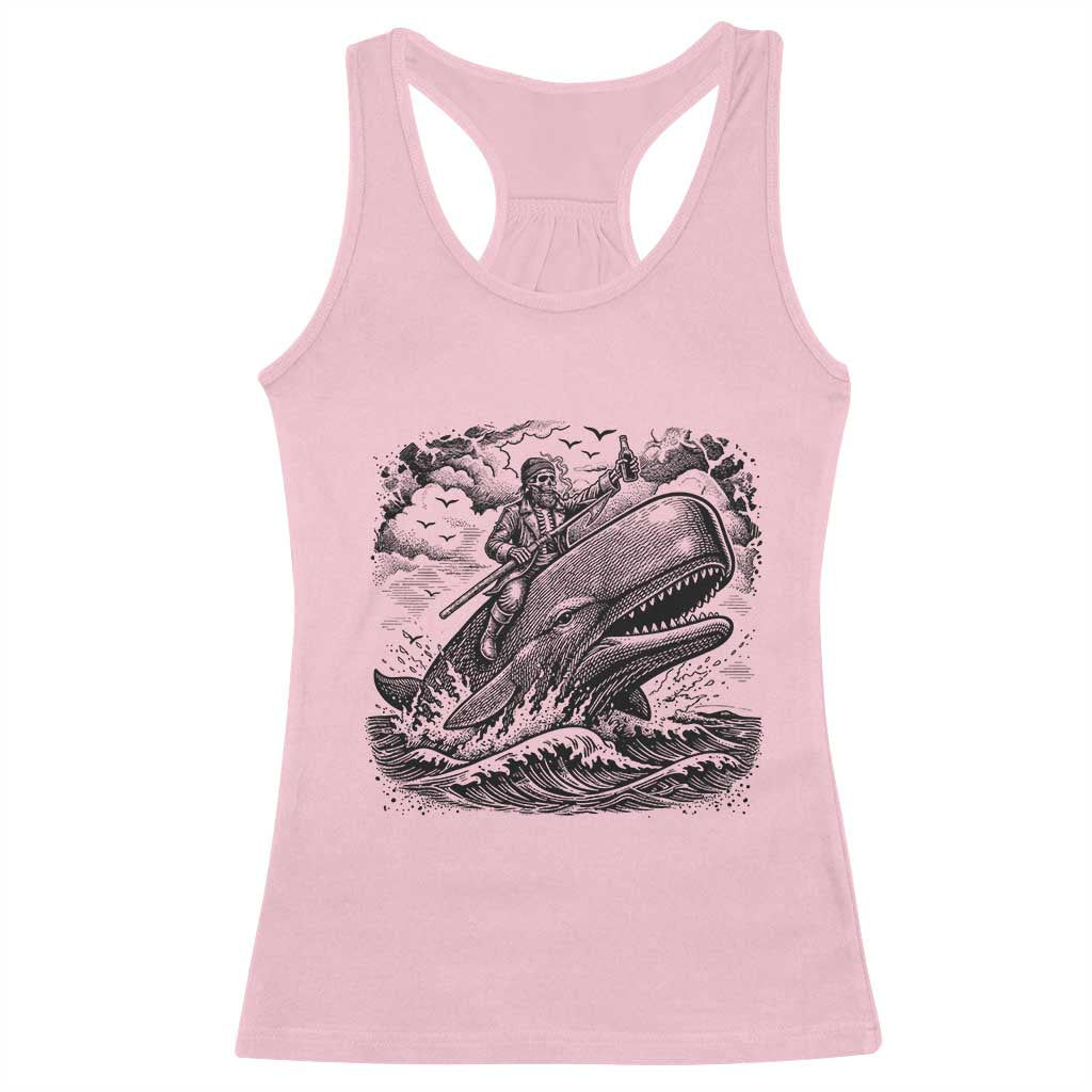 Funny Skeleton Whale Rider Racerback Tank Top Dark Maritime Gothic Vintage Nautical Graphic