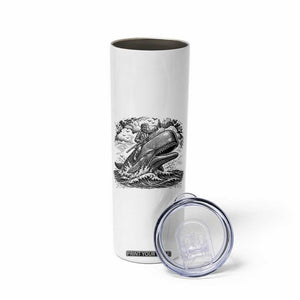 Funny Skeleton Whale Rider Skinny Tumbler Dark Maritime Gothic Vintage Nautical Graphic