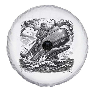 Funny Skeleton Whale Rider Spare Tire Cover Dark Maritime Gothic Vintage Nautical Graphic