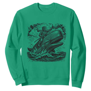 Funny Skeleton Whale Rider Sweatshirt Dark Maritime Gothic Vintage Nautical Graphic