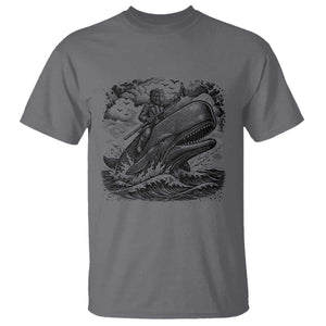 Funny Skeleton Whale Rider T Shirt Dark Maritime Gothic Vintage Nautical Graphic
