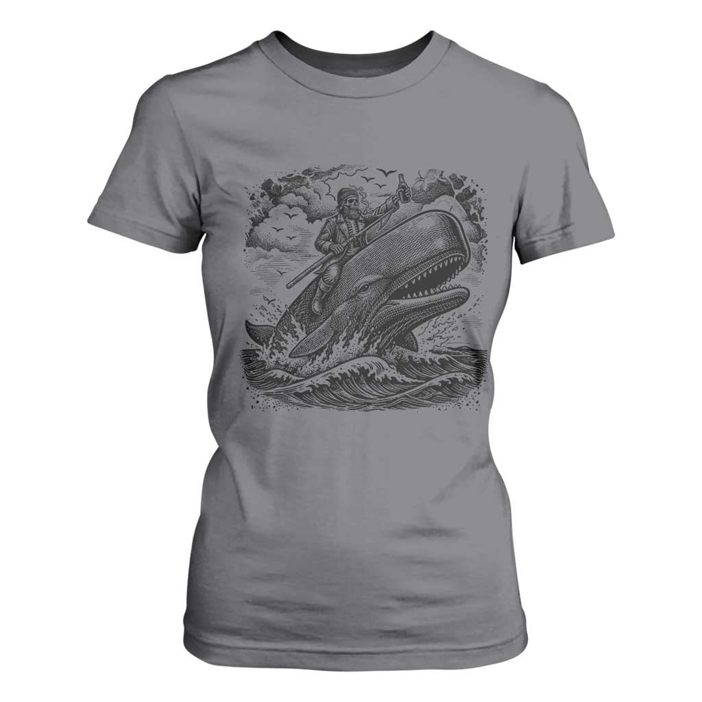 Funny Skeleton Whale Rider T Shirt For Women Dark Maritime Gothic Vintage Nautical Graphic