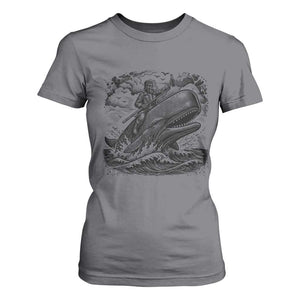 Funny Skeleton Whale Rider T Shirt For Women Dark Maritime Gothic Vintage Nautical Graphic