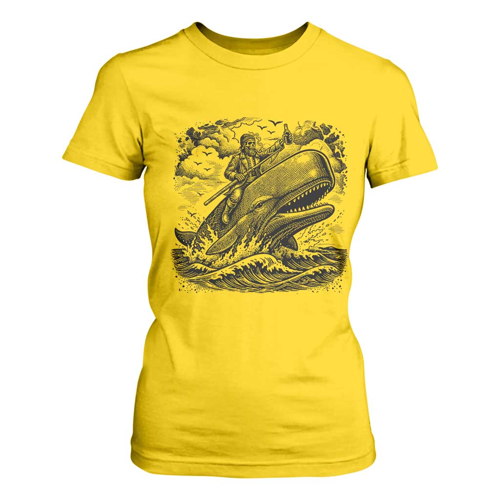 Funny Skeleton Whale Rider T Shirt For Women Dark Maritime Gothic Vintage Nautical Graphic