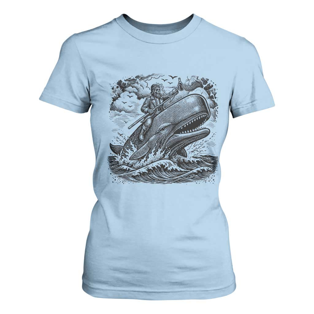 Funny Skeleton Whale Rider T Shirt For Women Dark Maritime Gothic Vintage Nautical Graphic