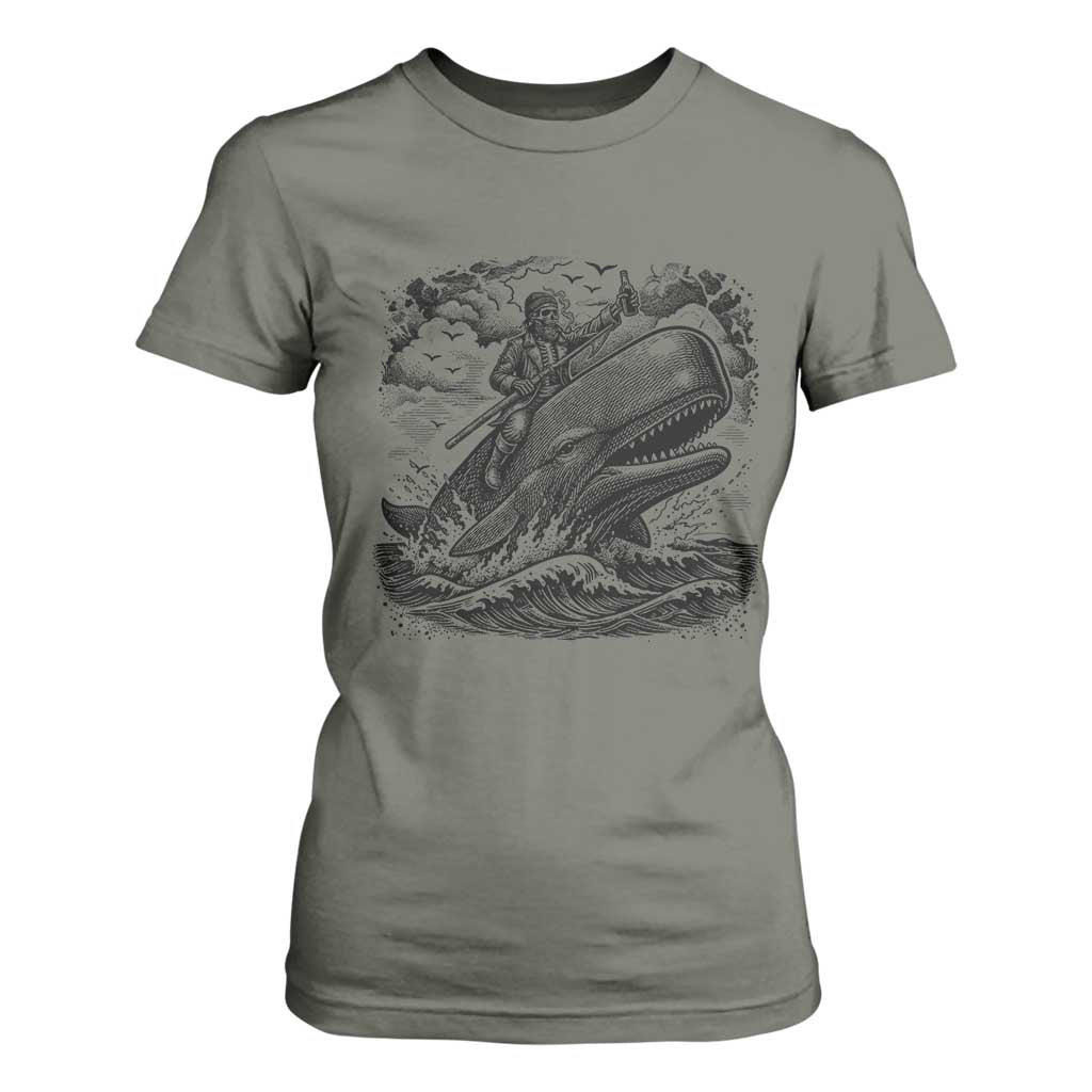 Funny Skeleton Whale Rider T Shirt For Women Dark Maritime Gothic Vintage Nautical Graphic