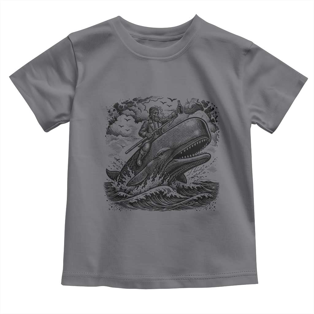 Funny Skeleton Whale Rider Toddler T Shirt Dark Maritime Gothic Vintage Nautical Graphic