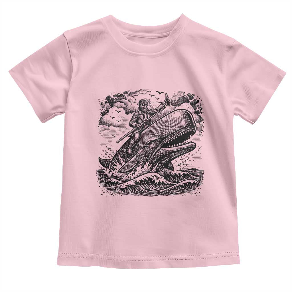 Funny Skeleton Whale Rider Toddler T Shirt Dark Maritime Gothic Vintage Nautical Graphic