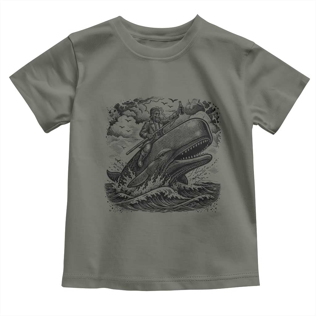 Funny Skeleton Whale Rider Toddler T Shirt Dark Maritime Gothic Vintage Nautical Graphic