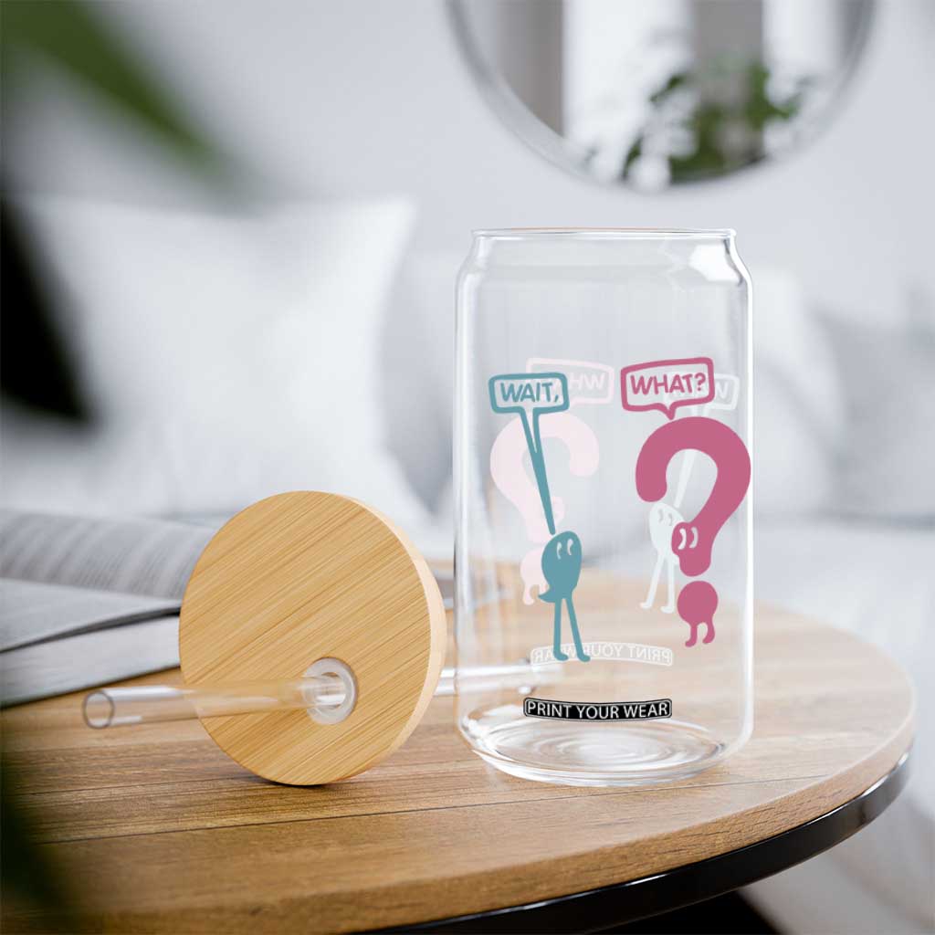 Wait What Grammar English Teacher Glass Can Funny Punctuation Gift