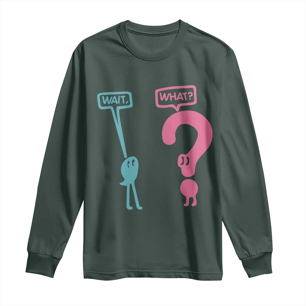 Wait What Grammar English Teacher Long Sleeve Shirt Funny Punctuation Gift