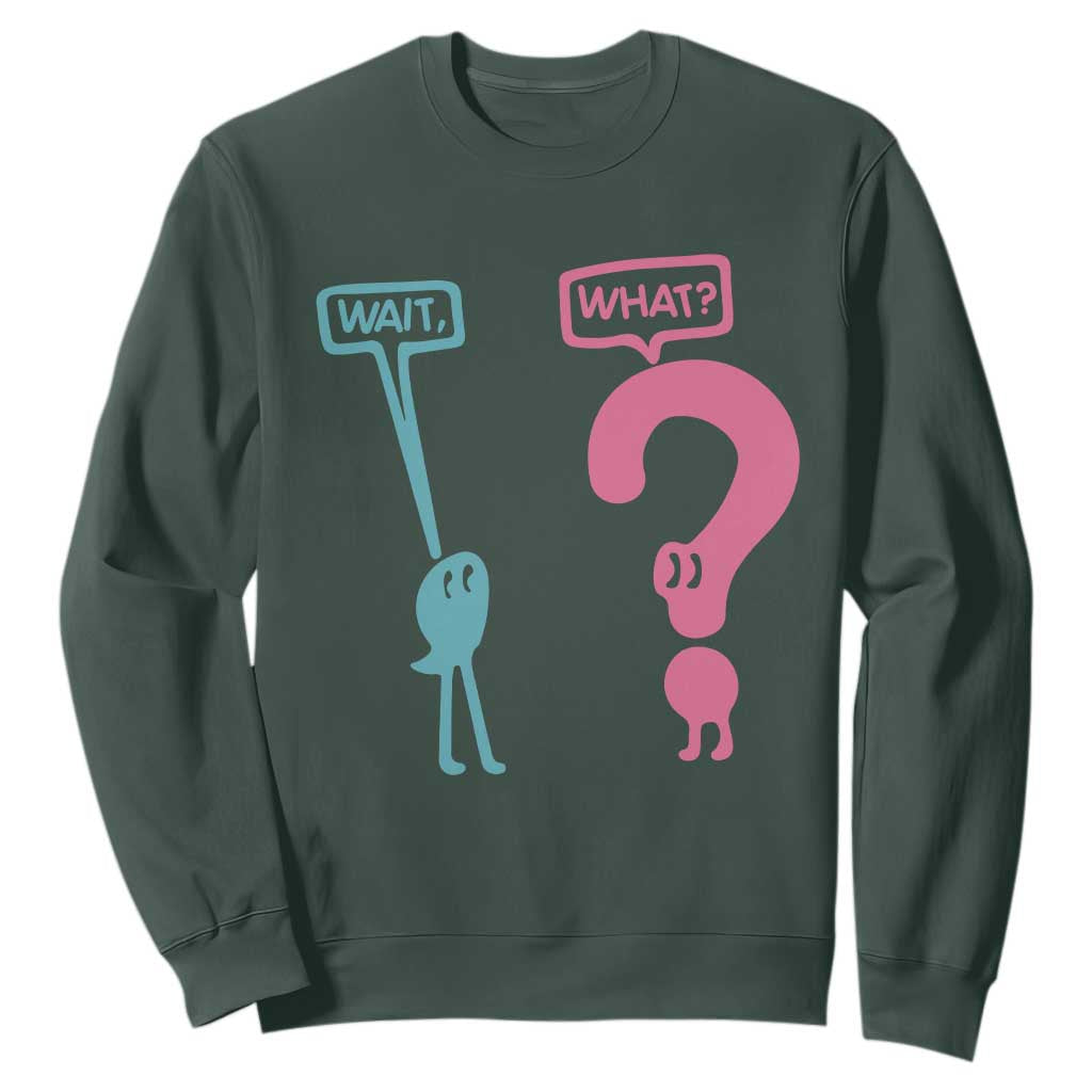 Wait What Grammar English Teacher Sweatshirt Funny Punctuation Gift