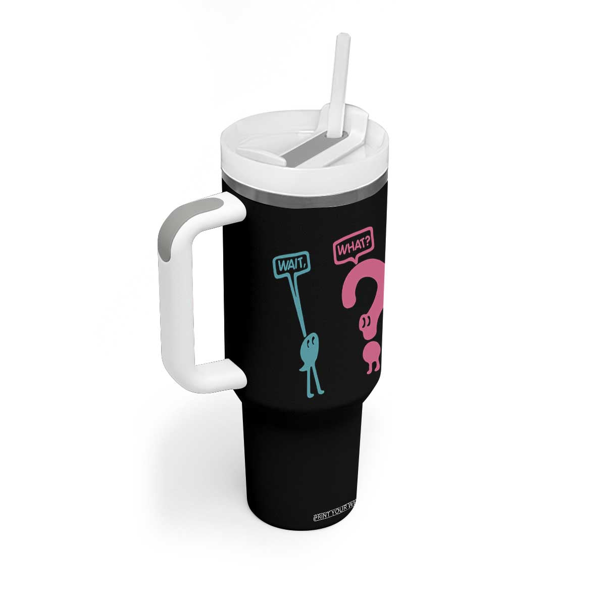 Wait What Grammar English Teacher Tumbler With Handle Funny Punctuation Gift