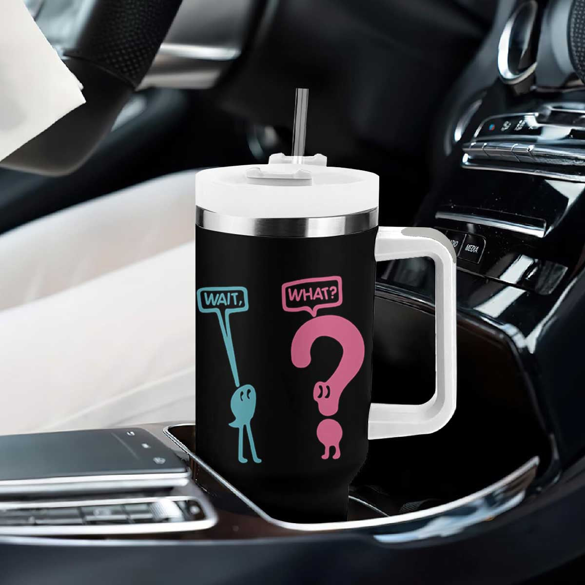 Wait What Grammar English Teacher Tumbler With Handle Funny Punctuation Gift