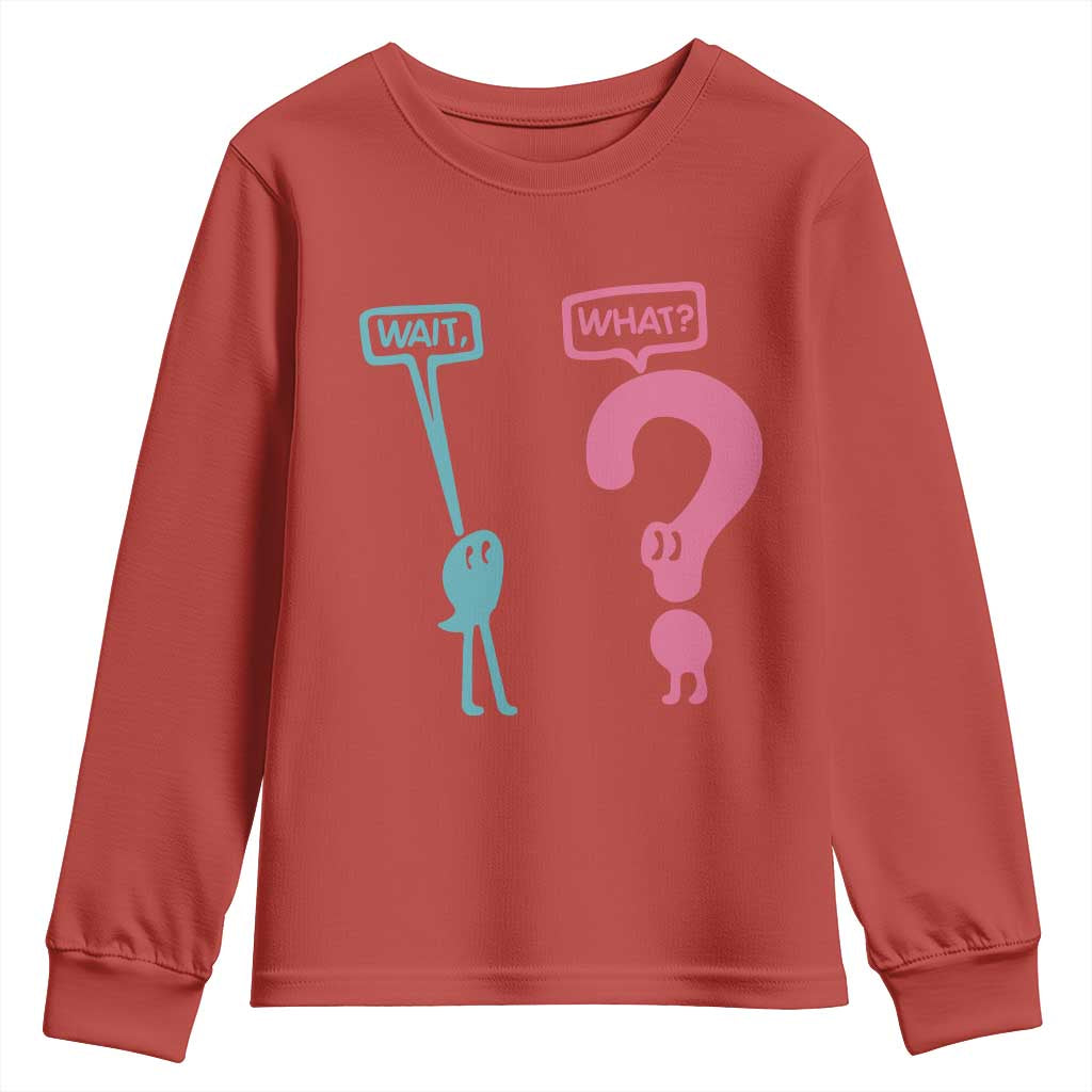 Wait What Grammar English Teacher Youth Sweatshirt Funny Punctuation Gift