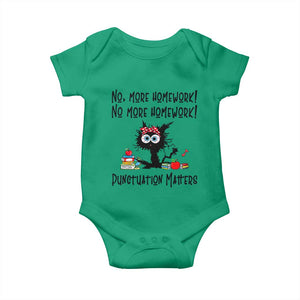 Black Cat English Teacher Gift Baby Onesie No More Homework Punctuation Matters Grammar Humor