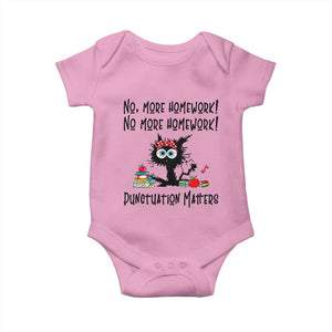 Black Cat English Teacher Gift Baby Onesie No More Homework Punctuation Matters Grammar Humor