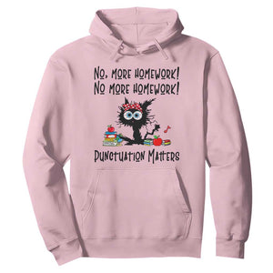 Black Cat English Teacher Gift Hoodie No More Homework Punctuation Matters Grammar Humor