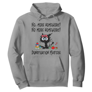 Black Cat English Teacher Gift Hoodie No More Homework Punctuation Matters Grammar Humor