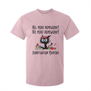 Black Cat English Teacher Gift T Shirt For Kid No More Homework Punctuation Matters Grammar Humor