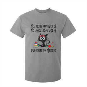 Black Cat English Teacher Gift T Shirt For Kid No More Homework Punctuation Matters Grammar Humor