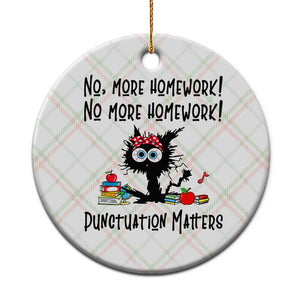 Black Cat English Teacher Gift Ceramic Ornament No More Homework Punctuation Matters Grammar Humor