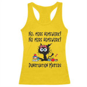 Black Cat English Teacher Gift Racerback Tank Top No More Homework Punctuation Matters Grammar Humor