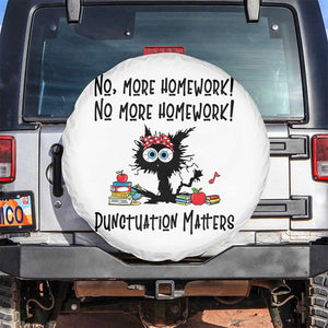 Black Cat English Teacher Gift Spare Tire Cover No More Homework Punctuation Matters Grammar Humor