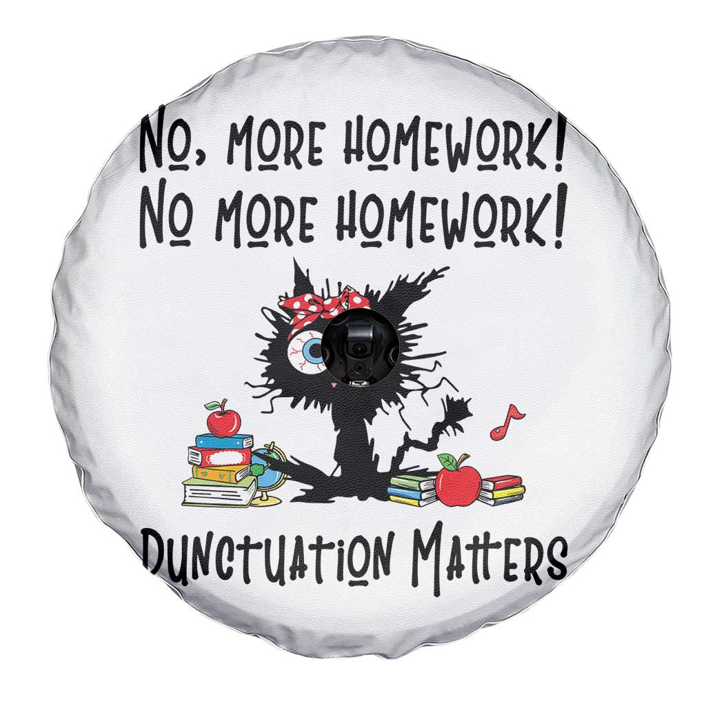 Black Cat English Teacher Gift Spare Tire Cover No More Homework Punctuation Matters Grammar Humor