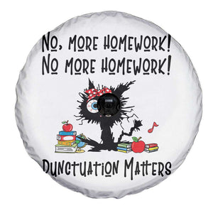 Black Cat English Teacher Gift Spare Tire Cover No More Homework Punctuation Matters Grammar Humor