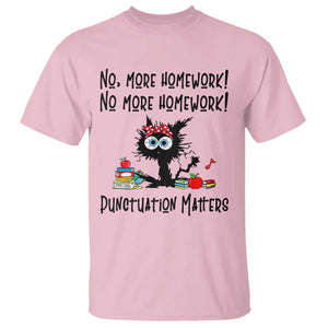 Black Cat English Teacher Gift T Shirt No More Homework Punctuation Matters Grammar Humor