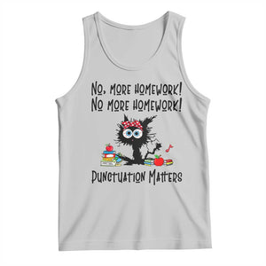 Black Cat English Teacher Gift Tank Top No More Homework Punctuation Matters Grammar Humor