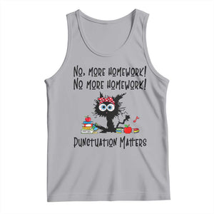 Black Cat English Teacher Gift Tank Top No More Homework Punctuation Matters Grammar Humor