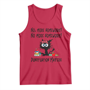 Black Cat English Teacher Gift Tank Top No More Homework Punctuation Matters Grammar Humor