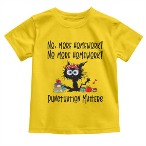 Black Cat English Teacher Gift Toddler T Shirt No More Homework Punctuation Matters Grammar Humor