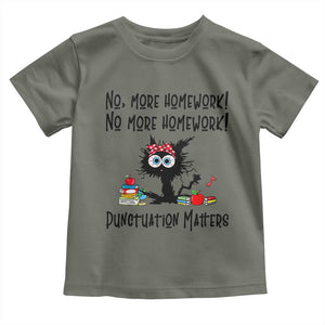 Black Cat English Teacher Gift Toddler T Shirt No More Homework Punctuation Matters Grammar Humor