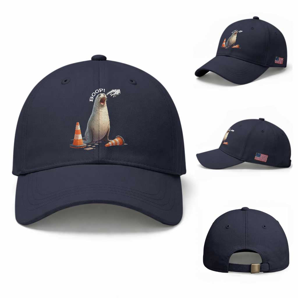 Funny Neil The Seal Boop Baseball Cap Viral Cute Seal Lover Gift TS12 Baseball Cap Universal Fit Navy Print Your Wear