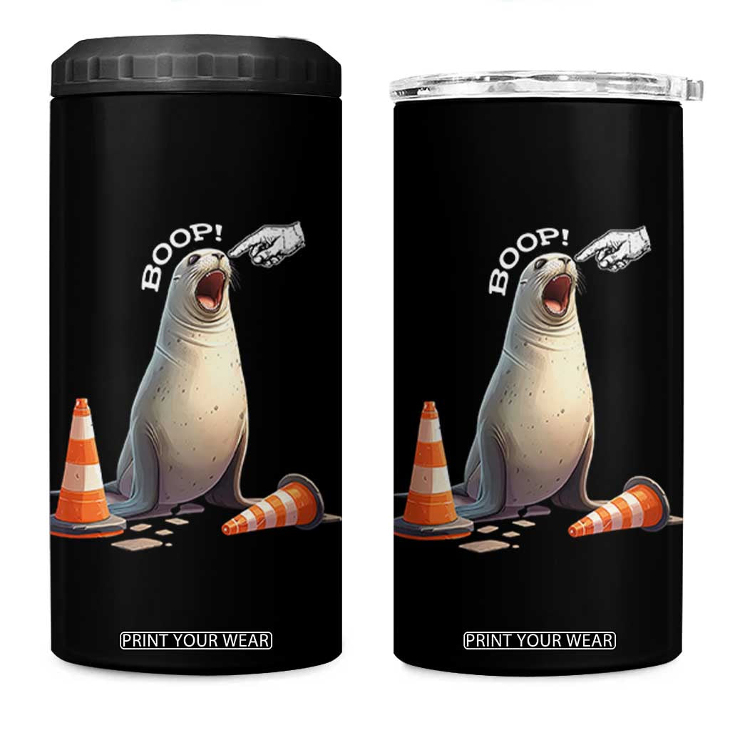 Funny Neil The Seal Boop 4 in 1 Can Cooler Tumbler Viral Cute Seal Lover Gift TS12 One Size: 16 oz Black Print Your Wear