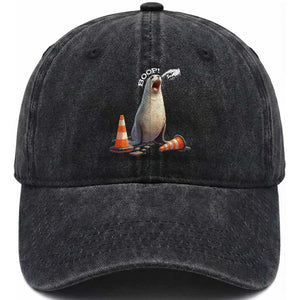 Funny Neil The Seal Boop Washed Cotton Baseball Cap Viral Cute Seal Lover Gift TS12 Print Your Wear