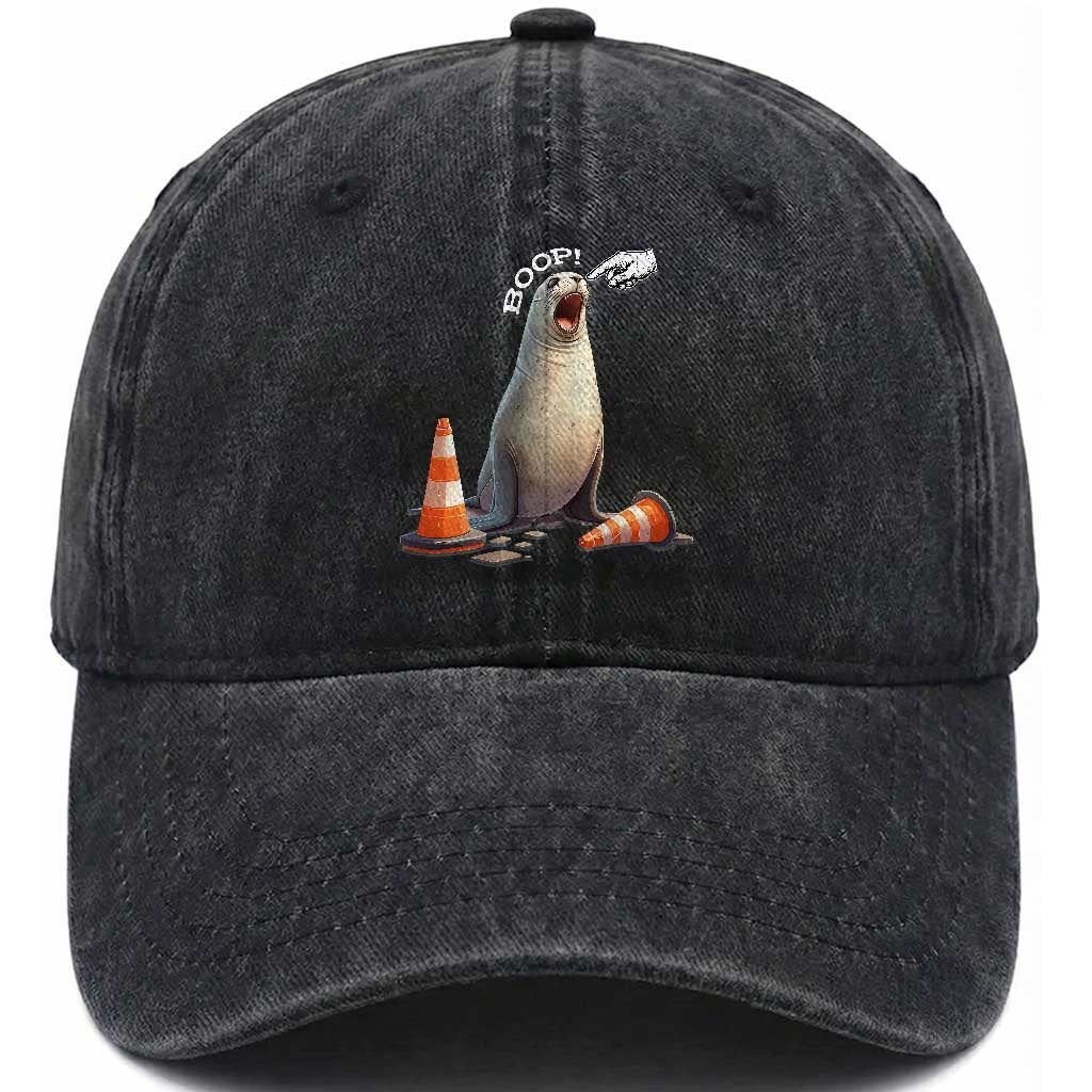 Funny Neil The Seal Boop Washed Cotton Baseball Cap Viral Cute Seal Lover Gift TS12 Print Your Wear