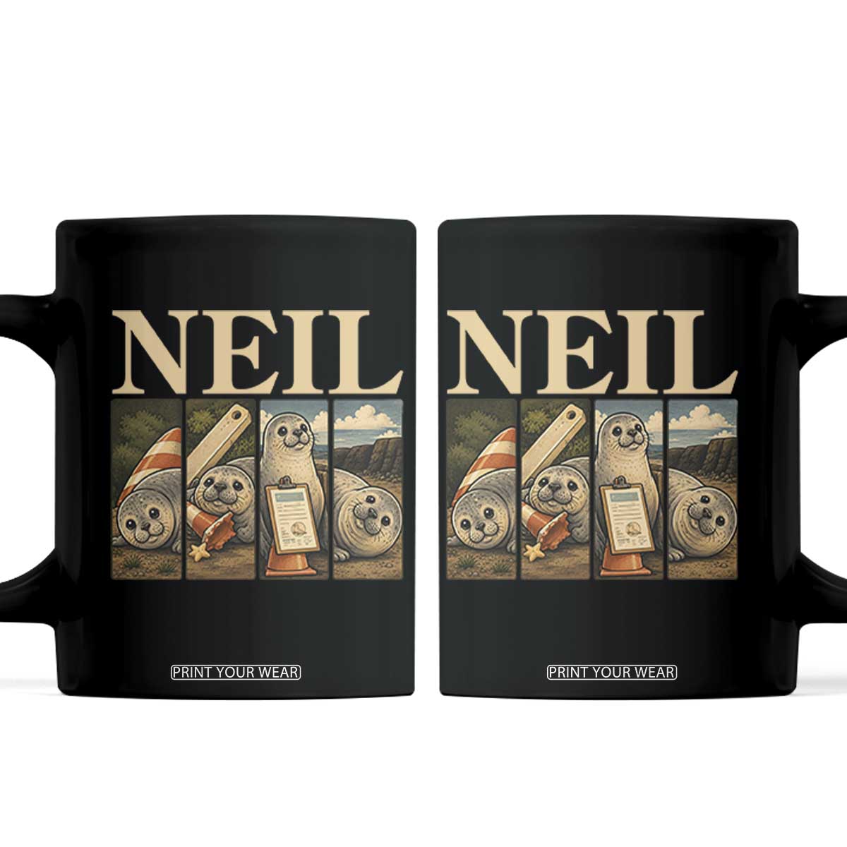 Funny Neil The Seal Coffee Mug Viral Ocean Animal Meme Graphic